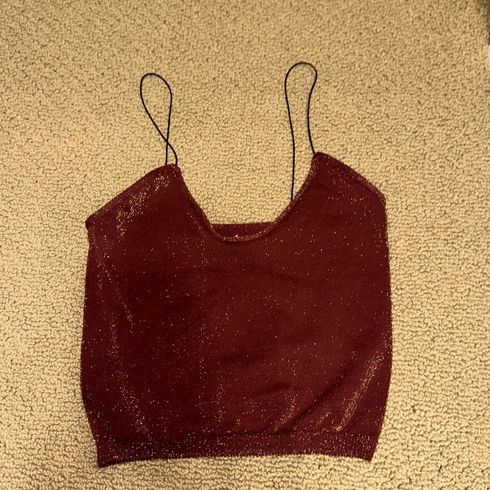 Free people bungee maroon and gold crop top